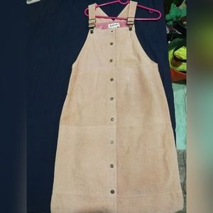 Dusty Rose Leather Overall dress